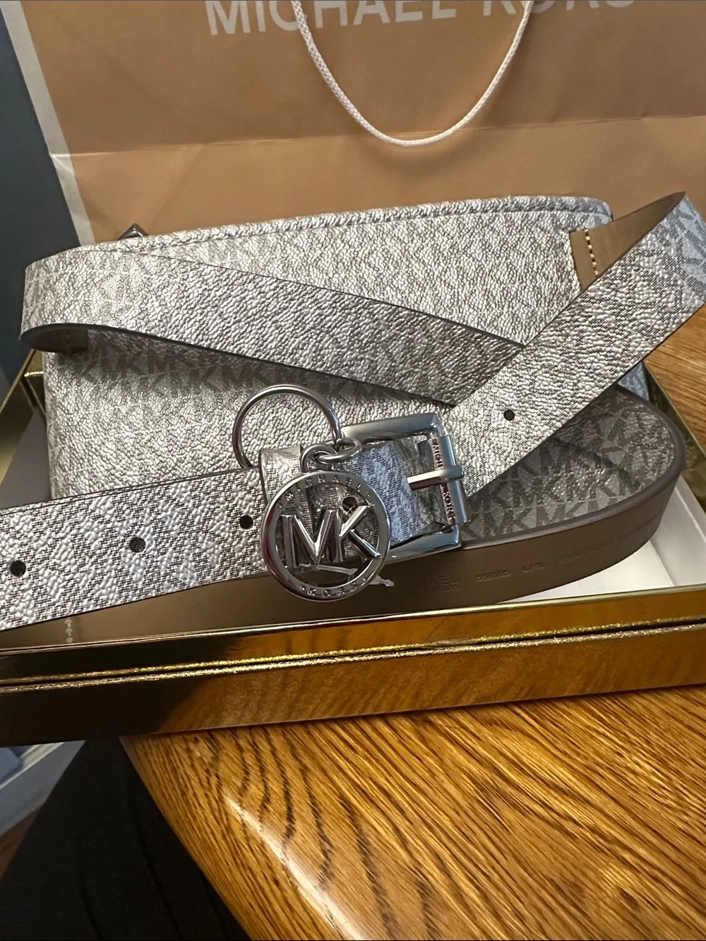 Michael Kors Metallic Silver Signature Belt Bag